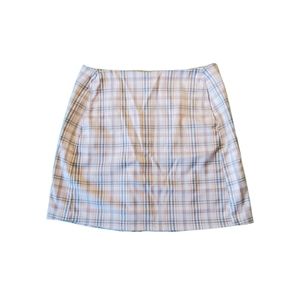 Urban Outfitters Miniskirt in White, Gray, and Orange Plaid, Pockets! Size S